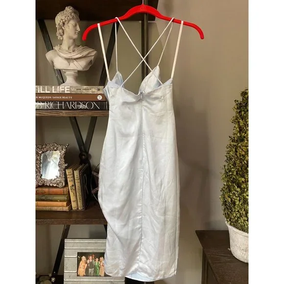 Superdown Billie Drape Midi Dress Dusty Blue Women's Size Small - Picture 6 of 9